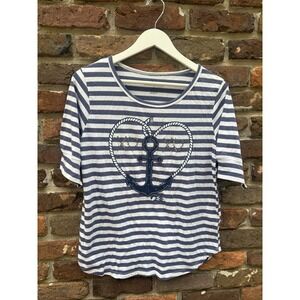 Princess Cruises Shirt Size M Medium Nautical Stripes white blue anchor rope